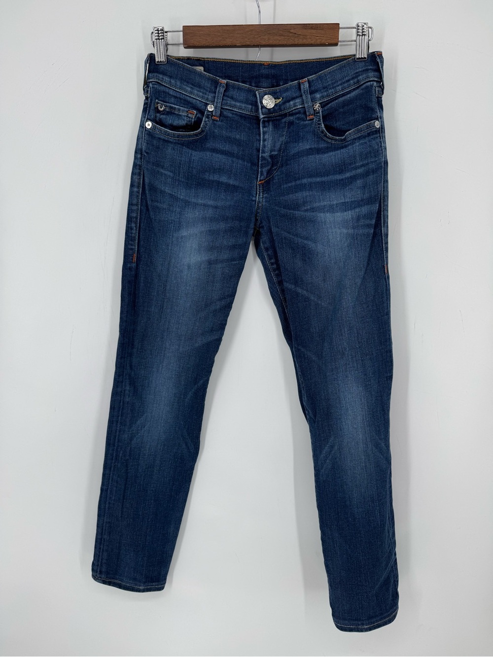 True Religion Women's Cora Mid Rise Straight Jeans Flip Pocket Y2K Cowgirl SZ 26